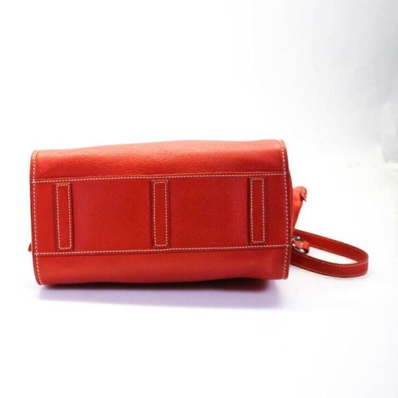 Ralph Lauren Tangerine Pebbled Leather Silver Trim "Proprietor" Satchel Hand Bag - Picture 12 of 16